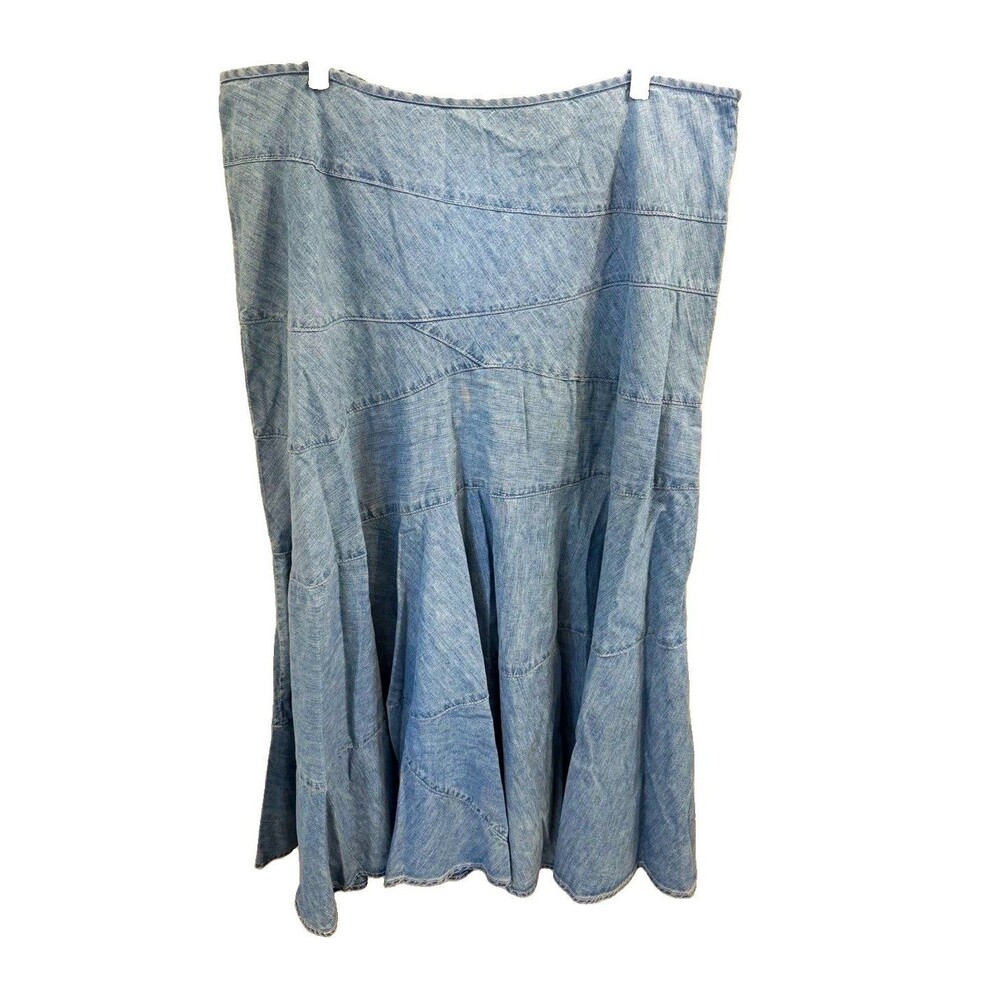 Lauren Jeans Company Ralph Lauren Blue Denim Boho A-Line long Skirt Size 16